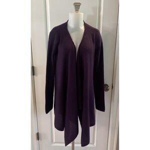 Philosophy 100% Cashmere Republic Purple Open Cardigan Sweater Waterfall Size L